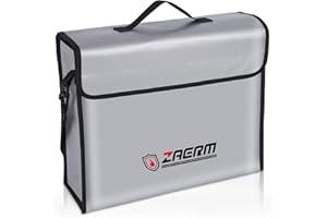 ZAERM Feuerfeste Dokumententasche,Tresor Feuerfest Wasserdicht 39 x 13 x 31 cm, Feuerfeste Dokumentenbox für A4-Dokumente Passbank Bankdatei Geldschmuck Wertsachen