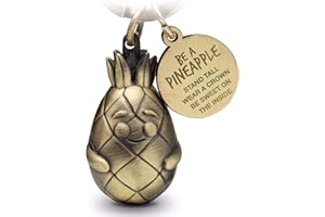 FABACH Ananas breloczek do kluczy z grawerunkiem - słodki breloczek do kluczy ananas - motywacja, przyjaźń i miłość talizman z metalu dla kobiet - Be a Pineapple, Antique Bronze (brązowy) - FB_PINY_P_B
