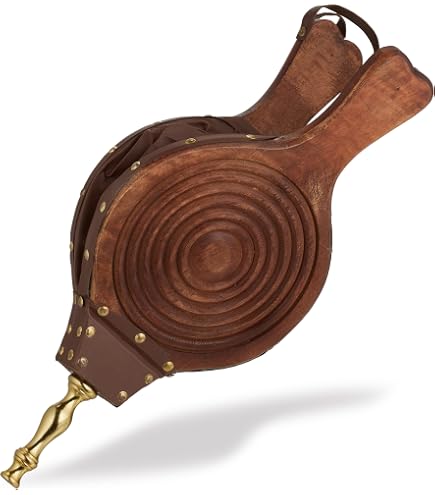 Soufflet De Cheminée En Cuir Effet Bois - Design Vintage, Pratique Pour Attiser Le Feu (43 X 17 Cm) - 11