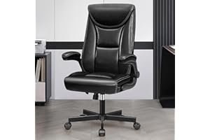 DoChair Chefsessel ergonomischer Bürostuhl aus Glänzendes PU-Leder hohe Rückenlehne 150KG Schreibtischstuhl mit Wippfunktion Office Chair Arbeitszimmer, Schwarz