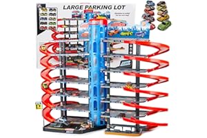 CELMAN Parking z 6 piętrami, z pościgiem, miejsce na pojazdy w skali 1:64, parking dla dzieci od 3, 4, 5, 6, 7, 8 lat, w zestawie metalowe samochody zabawkowe, winda