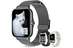 Iaret Reloj Inteligente Mujer con Llamadas,1,69" Smartwatch Mujer para Android iPhone 3 Correas, Pulsera Actividad Ritmo Cardíaco Oxígeno Sanguíneo Seguimiento Menstrual Monitor Sueño (Negro)