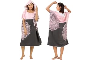 Zingtto Surf Poncho Extra Large Hooded Women Changing Robe. Quick Dry Microfiber Beach Towel Steelblue Dimgray. Wetsuit Changing Towel Swimming Surfing Equipment for Adults (Pink)