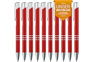 ‎GIMEI GIMEI® Metall Kugelschreiber 10 Stück | Premium Kugelschreiber Set Hochwertig, Kulli für einfaches & weiches Schreiben | Blauschreibender Kugelschreiber Rot als optischer Hingucker