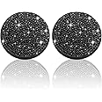 Cute Car Cup Coaster,Dermasy 2PCS Universal Vehicle Cup Holder Insert Coaster 2.75 inch Silicone Anti Slip Bling Crystal Rhinestone Auto Car Accessories for Women & Lady (All Black)