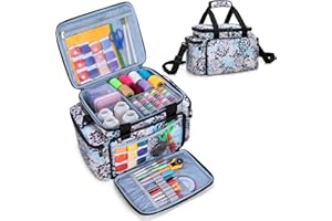 CURMIO Organisateur d'accessoires de Couture, Grand Sac de Rangement pour Accessoires de Couture avec bandoulière pour bobines de Fil, Ciseaux et Aiguilles à Coudre, (Sac Seul), Pissenlit