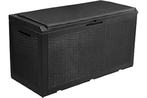 YITAHOME 380L Caja de Almacenaje de Jardín, Arcón de Ordenación Exterior para Almacenamiento al Aire Libre para Muebles de Patio