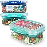 Sistema To Go Stax 1 Litre Food Storage Containers | Set of 3 Airtight Containers with Compartments | Airtight Seal | Easy Cl