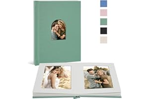 Vienrose Small Photo Album 6 x 4 for 20 Pictures, Linen Cover Premium Photo Book with Memo Space, Ideal for Wedding Albums, Memory Books, and Travel Journals, Aqua