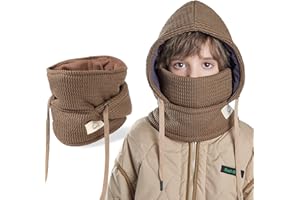 AYPOW Cagoule d'hiver Thermique pour Enfants 4-10Ans, Multifonction Coupe-Vent Masque de Ski, Bonnet Tricoté Doublure Polaire Chaude Casquette Cache-Cou Tour de Cou écharpe Garçons Filles Plein Air