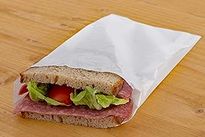 sunmondo 200 STK Frühstücktüten aus Papier - Fettdichte Beutel für Toast, Brot, Brötchen, Obst - Größe: 14 x 21 cm