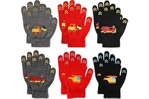TAGVO 6 Paia Guanti Magici Invernali per Bambini, Ragazzi Ragazze Knit Gloves, Colorati per Ragazzi Ragazze di Età Compresa Tra 5 e 13 Anni per Abbigliamento Quotidiano Invernale
