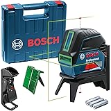 Bosch Professional cross line laser GCL 2-15 G (GCL 2-15 G; RM 1 Professional; 3x 1.5 V LR6 batteries (AA); laser target plat