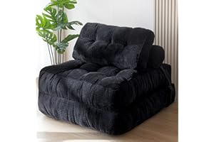 MAXYOYO Folding Sofa Bed, Convertible Sleeper Chair with Pilow Foldable Matress with Back Support, Portable Fold Out Chair Bed Comfy Floor Sofa Lounge for Living Room Bedroom, Black, Single