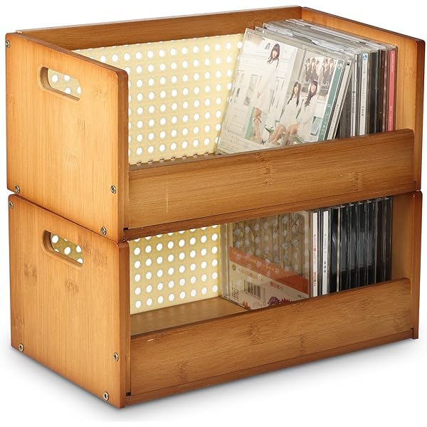 AREAJD Retro Walnut MDF CD Rack, Holds 30 CDs, Desk Organizer