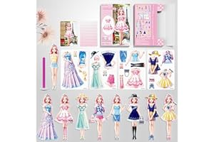 BVI BOOMERVIVI Magnetische Anzieh-Puppen, Anzieh-Papierpuppen für Mädchen Alter 3+, Hübsche Prinzessin-Spiel-Papierpuppen Anzieh-Spielzeug-Set (Prinzessin Liz Set)
