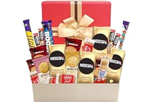 OFFER SHOP Coffee Lovers Hamper Box - Fine Selection of Instant Coffee Sachets Chocolates Biscuits and Cookies | Perfect Coffee Gift Box for Men & Women