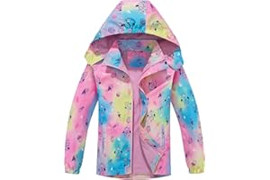 Fewlby Giacca Impermeabile con Cappuccio - Ragazze Impermeabile con Cappuccio Giacca a Vento Bambini Cappotto Foderato in Pile Bambini Capispalla 3-4 Anni