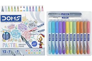 Doms Pastel Brush Pens (14 Shades | 12 + 1 + 1) (Pack of 1), Multicolor