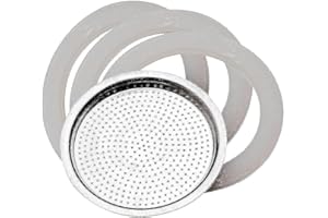 PEDRINI 3 Silikondichtungen + 1 Aluminiumfilter EN 601, Ersatzteile kompatibel mit Pedrini-Kaffeemaschinen: Kaffettiera, Aroma, Infinity, Celebration, 2 Tasse Kapazität, Maße Ø55 x 3mm