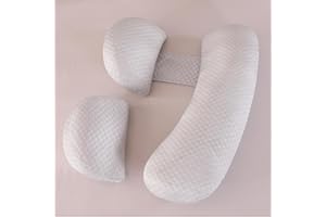 SHANNA Cuscino Gravidanza per Dormire, Cuscino allattamento e Gravidanza con Fodera Raffreddamento Bambù Morbida Setosa, Cuscino Supporto Comfort Regolabile per Tutto Il Corpo e Maternità(Grigio & Grande)