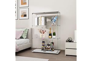 ‎FANYUSHOW FANYUSHOW Glasvitrine Standvitrine in Weiß, Modern Glas Holz Vitrine Sammlervitrine Vitrinenschrank mit 3 Böden für Sammlerstücke Bücher Wein, für Büro Wohnzimmer Küche, 125 x 79 x 36.5 cm