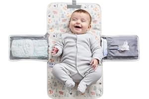 BABY POLAR GEAR Polar Gear Portable Baby Changing Mat with Winged Pockets for Wipes and Nappies | Machine Washable Travel Changing Mat with Front Storage Pocket Buggy Handle & Clip | New Born Baby Essentials