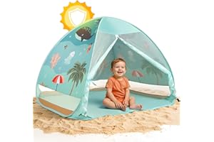 Strandknirpse® Strandmuschel mit UV Schutz 50+ für Kinder Baby Babys Kleinkinder Strandzelt Pop-Up pop up Windschutz Strand Zelt mit Tragetasuche und Heringe Sonnenschutz klein (UnderwaterLife-v)