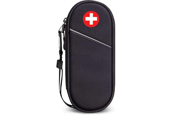 Sithon Sac à Médicaments Isotherme Portable Trousse Organisatrice pour 2 EpiPen, Auvi-Q, Spray Nasal, Allergies, Asthme Voyage et Extérieur (Noir)