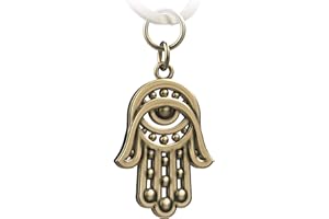 FABACH Porte-clés main de Fatima - Pendentif de voiture - Main de Fatma - Porte-bonheur - Amulette de protection contre le mauvais œil, Bronze, Taille unique, Porte-clés