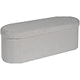 Bonlife Folding Ottoman Storage Bench,Boucle Footstool Oval, End of Bed Stool, Ideal for Living Room, Bedroom, 100L Storage Space,Grey