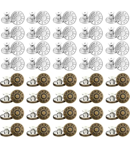 36 Boutons Pression Métal Pour Jeans 17mm - Boutons Clipsables Sans Couture, Réglables Et Amovibles Pour Réparation Vêtements - 5