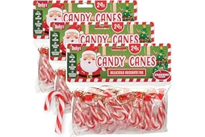 SWEET BUDDIES Mini cannes en sucre lot de 3 – 24 pièces de 4 g – décoration de Noël avec ruban doré – idéal pour calendrier de l’Avent, Saint-Nicolas, fêtes, goûters & cadeaux – petites cannes au goût fraise