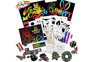 Raimarket kratzbilder für kinder, 74 Stück Regenbogen Kratzpapiere für Kinder | mädchen geschenke 7 jahre auch 3 4 5 6, Kunsthandwerk für weihnachten kinder und Spielzeug 6-jährige Jungen