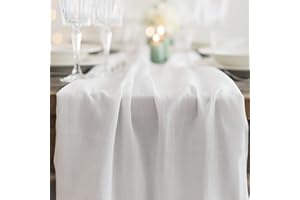 100%Mosel Tessuto in Mussola per Decorazioni, in Bianco Opaco (48 cm x 5 m), 66 g/m², Runner molto sottile, delicata Decorazione da Tavola per Compleanni & Matrimoni