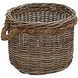 Korb-Outlet Großer Pflanzkorb Rattan rund geflochten grau XXL