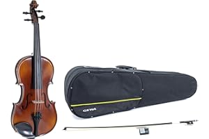GEWA Set Violino Allegro VL 1 – 4/4 pronto per suonare, acero massello europeo e abete europeo, verniciato a mano, arco in carbonio, corde Larsen Aurora, custodia per violino