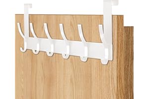 AUXHCYL Cintre au-dessus de la porte, universel, peu encombrant, crochet au-dessus de la porte, sans percer, barre à crochets au-dessus la porte pour suspendre manteau, serviette, vêtements(Blanc)