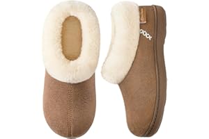 EverFoams Women's Micro Suede Fuzzy Plush Lined Slippers with Cozy Memory Foam