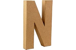 COUNTRY LOVE CRAFTS PAPIER MACHE Country Love Crafts 8.25-inch/ 20.5cm 3D Letter N Papier Mache, Beige