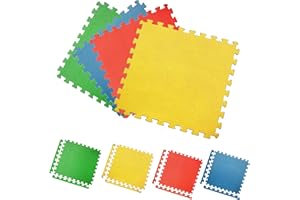 MAXSTRENGTH Eva Mats 12 mm Thick Multicolored Interlocking Mats Ideal For Exercise Fitness For All Ages 8 Mats = 32 Square Feet