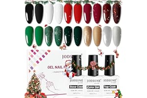 JODSONE Christmas Gel Nail Polish Set 10 Colors with Black White Glitter Red Burgundy & Green Silver Gel Nail Polish DIY Salon for Women Girls Home Christmas Gifts