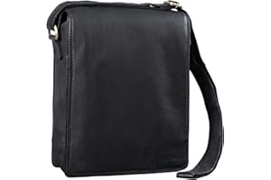 STILORD 'Lars' Vintage Sac Besace pour Hommes Sac Bandoulière Cuir pour Macbook 13,3 Pouces Documents DIN A4 Sac Messager Sac à l'Épaule, Couleur:Noir