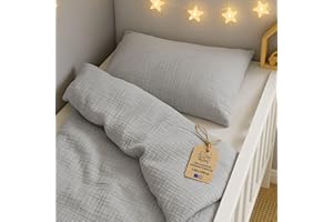 TOTSY BABY Komplet pościeli dziecięcej 100 x 135 cm - Zestaw pościeli dla dzieci z poduszką i kołdrą 40x60 szary