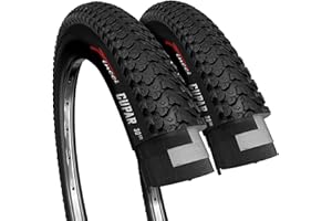 Fincci Durable Mountain Bike Tyres 26 x 2.10 - Pair Foldable High Grip Kevlar 26 inch Bike Tyre - Lightweight Tyre 57-559 for MTB, Cross Country, Road, City, Trail, E bikes - 2 bicycle Accessories
