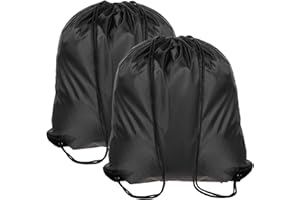 Qianyu 2 sztuki worków ze sznurem do ściągania, plecak ze ściągaczem, worek do pływania, regulowany, czarny z polietylenu i poliestru, sportowy dla kobiet i mężczyzn