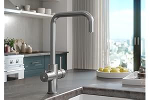 EXCEL HOME 4 in 1 Instant Boiling Water Tap, Filtered Boiling & Cold Water Kitchen Tap, 2.4L Boiler Unit and Filter Set | Instant hot Drink 4 in 1 Tap (Brushed Steel)