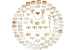 Milacolato 70 Pcs Ensemble de Bagues pour Femmes Filles Bagues de Pouce Argent et Or Vintage Bohemian Joint Finger Midi Rings Set Stacking Rings Pack pour Cadeau