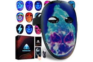 MEGOO Mascara Led con bluetooth programable,Led digital electrónico light-up Mascara con detección de gestos,fiestas de mascarada disfraces carnaval halloween navidad cosplay,Máscaras led para adulto y niño