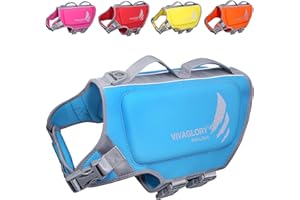 VIVAGLORY Leichte Rettungsweste für Hunde, Haustiere Lebensretter Hautfreundliche Neopren für Große Hunde Hundeschwimmwesten mit D-Ring & Schnellverschluss, Blau